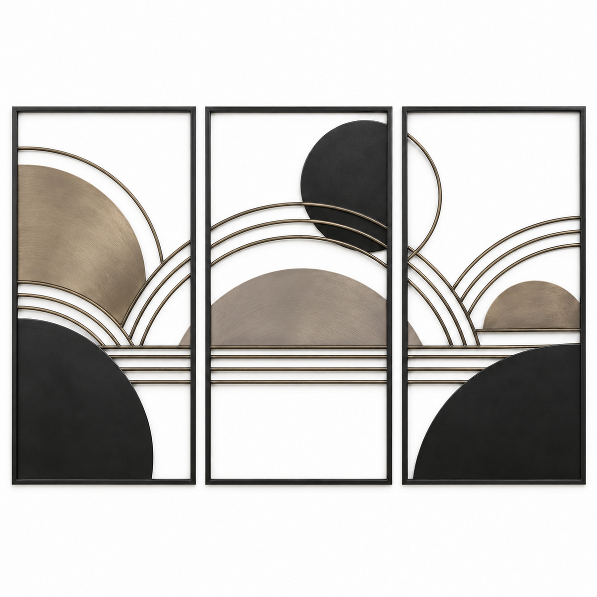 Interlocking Horizon Layered Metal Wall Art, 3-Piece Set