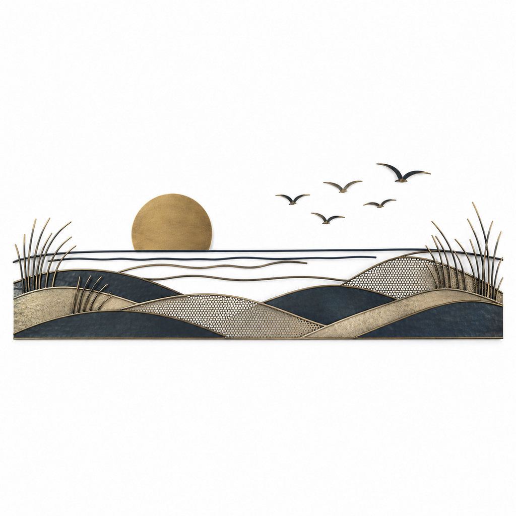 Coastal Flight and Dunes Metal Wall Sculpture