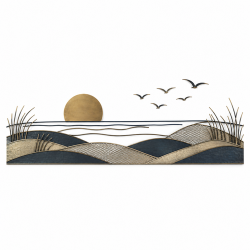 Coastal Flight and Dunes Metal Wall Sculpture