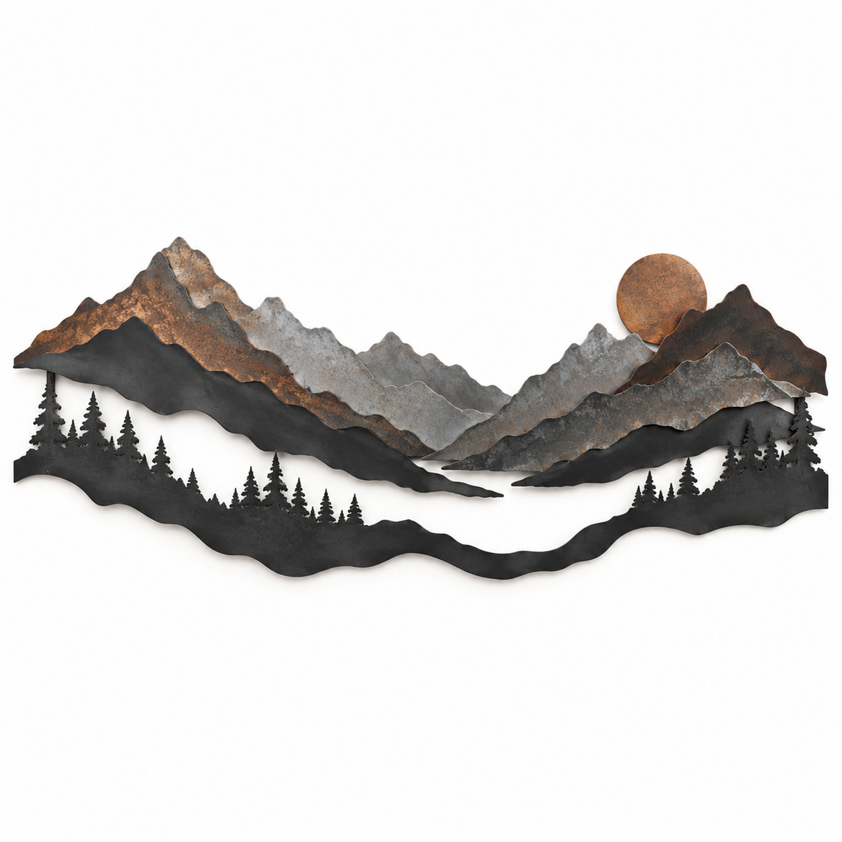 Layered Mountain Passage Metal Wall Art