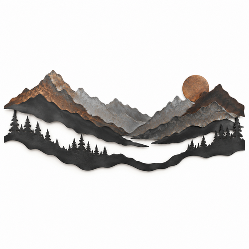 Layered Mountain Passage Metal Wall Art