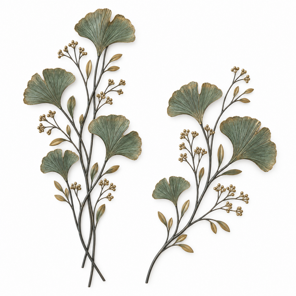 Meadowline Ginkgo Branch Metal Wall Art, 2-Piece Set