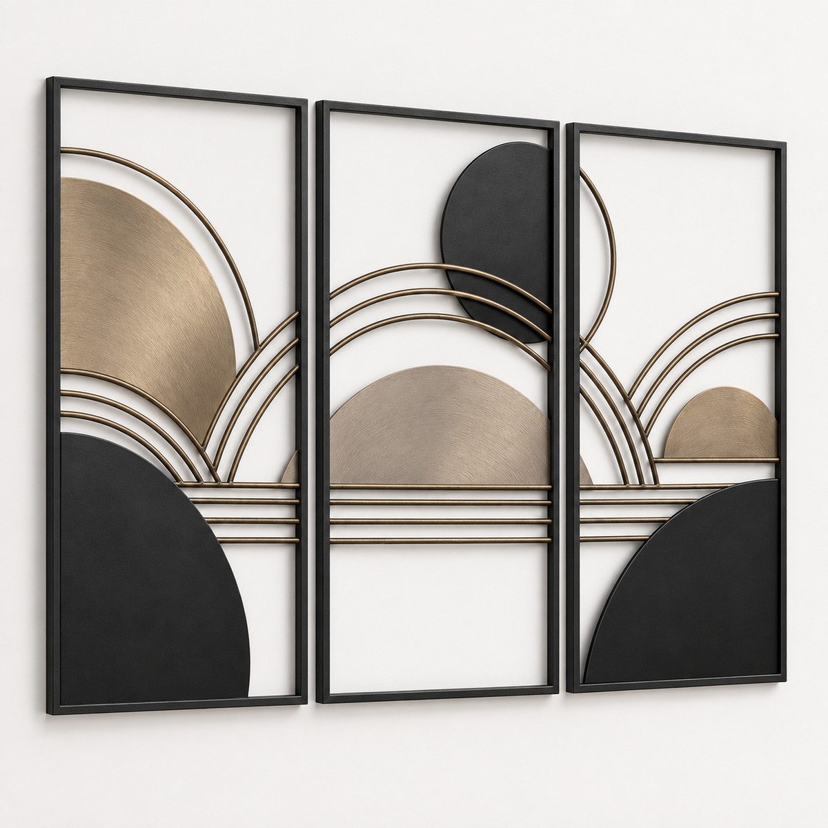 Interlocking Horizon Layered Metal Wall Art, 3-Piece Set