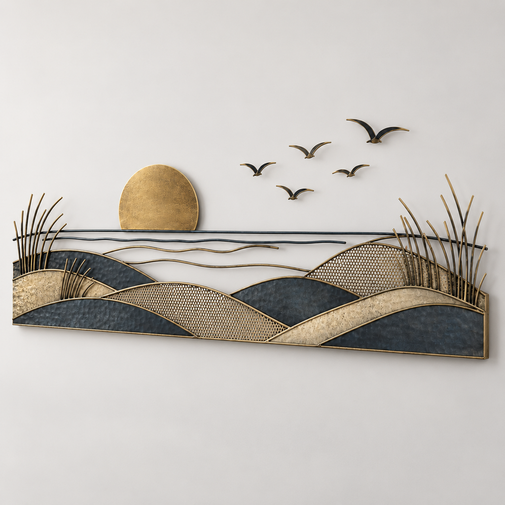Coastal Flight and Dunes Metal Wall Sculpture