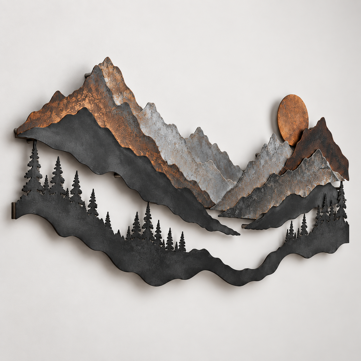 Layered Mountain Passage Metal Wall Art