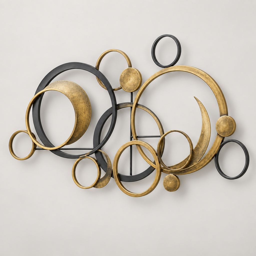 Offset Orbit Rings Metal Wall Sculpture