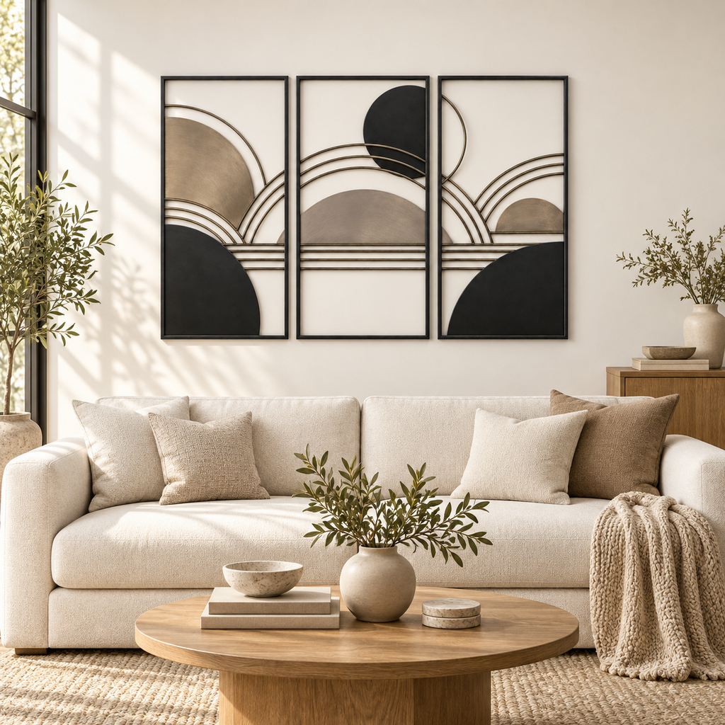 Interlocking Horizon Layered Metal Wall Art, 3-Piece Set