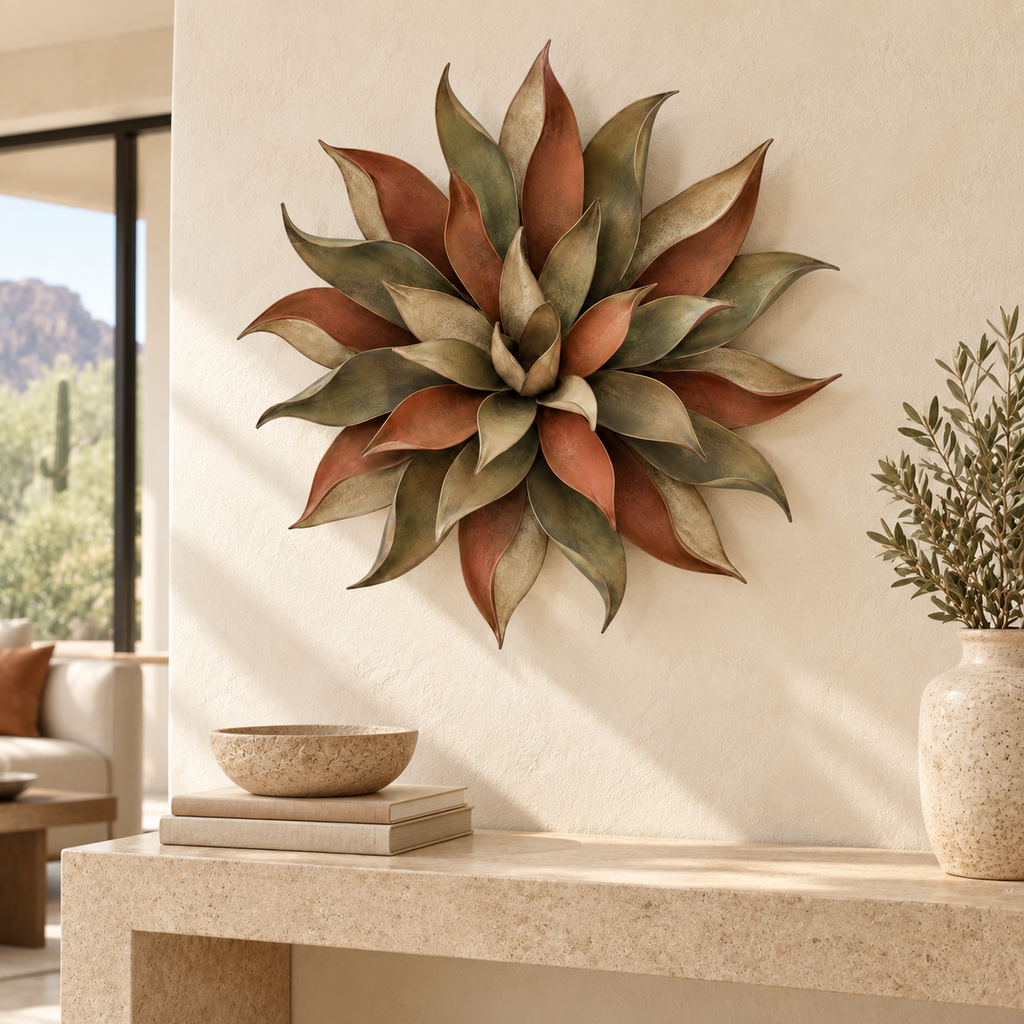 Desert Bloom Layered Agave Metal Wall Sculpture