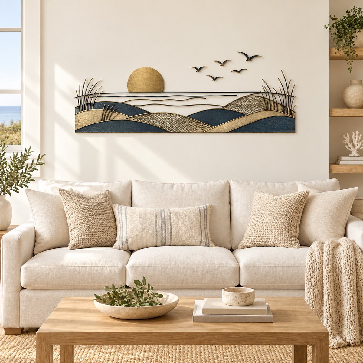 Coastal Flight and Dunes Metal Wall Sculpture