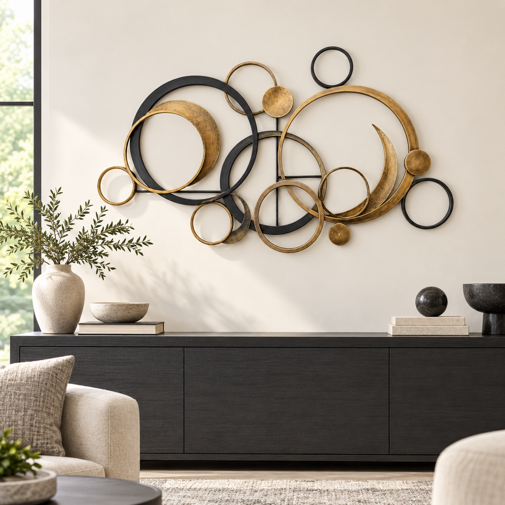 Offset Orbit Rings Metal Wall Sculpture