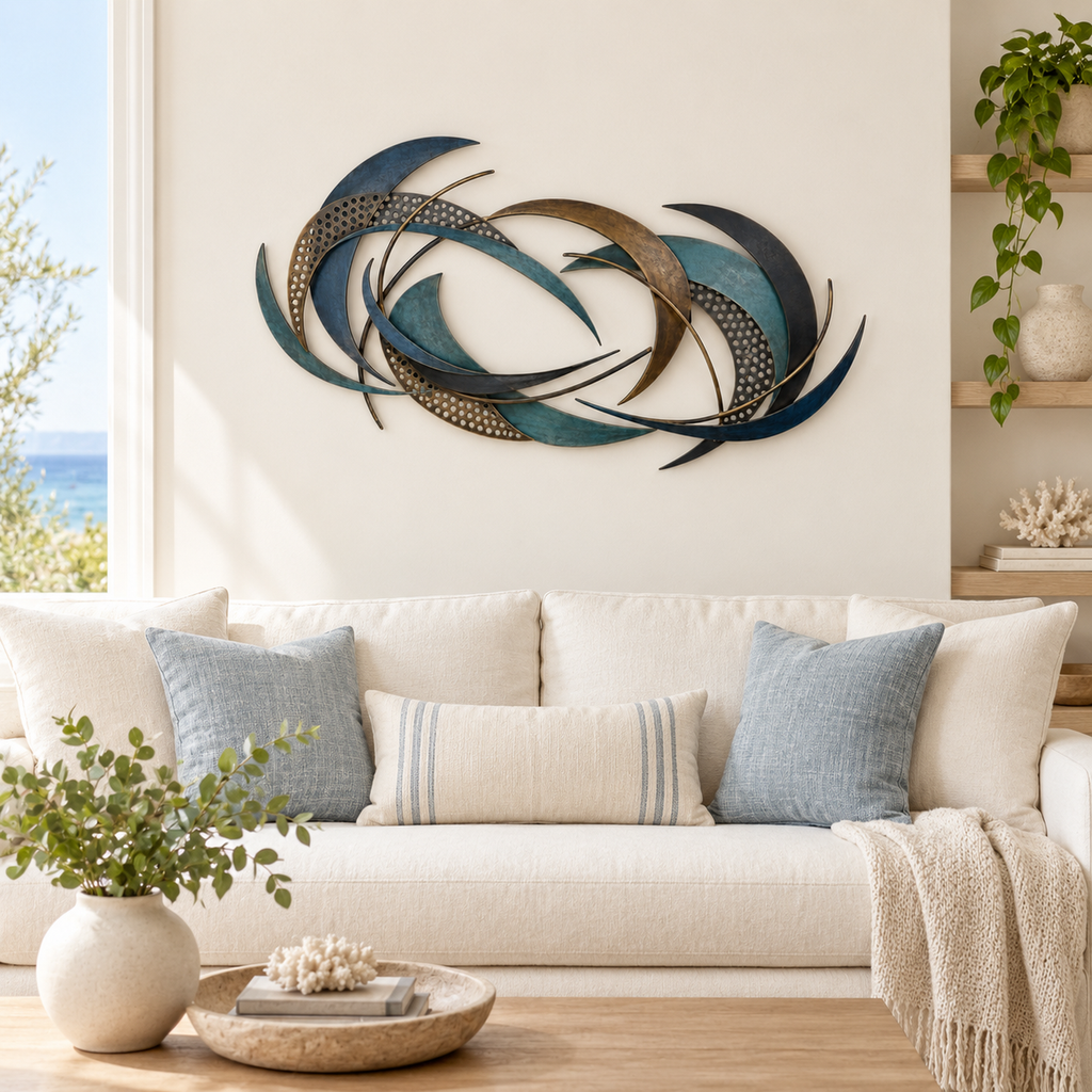 Tidal Arc Layered Metal Wall Sculpture