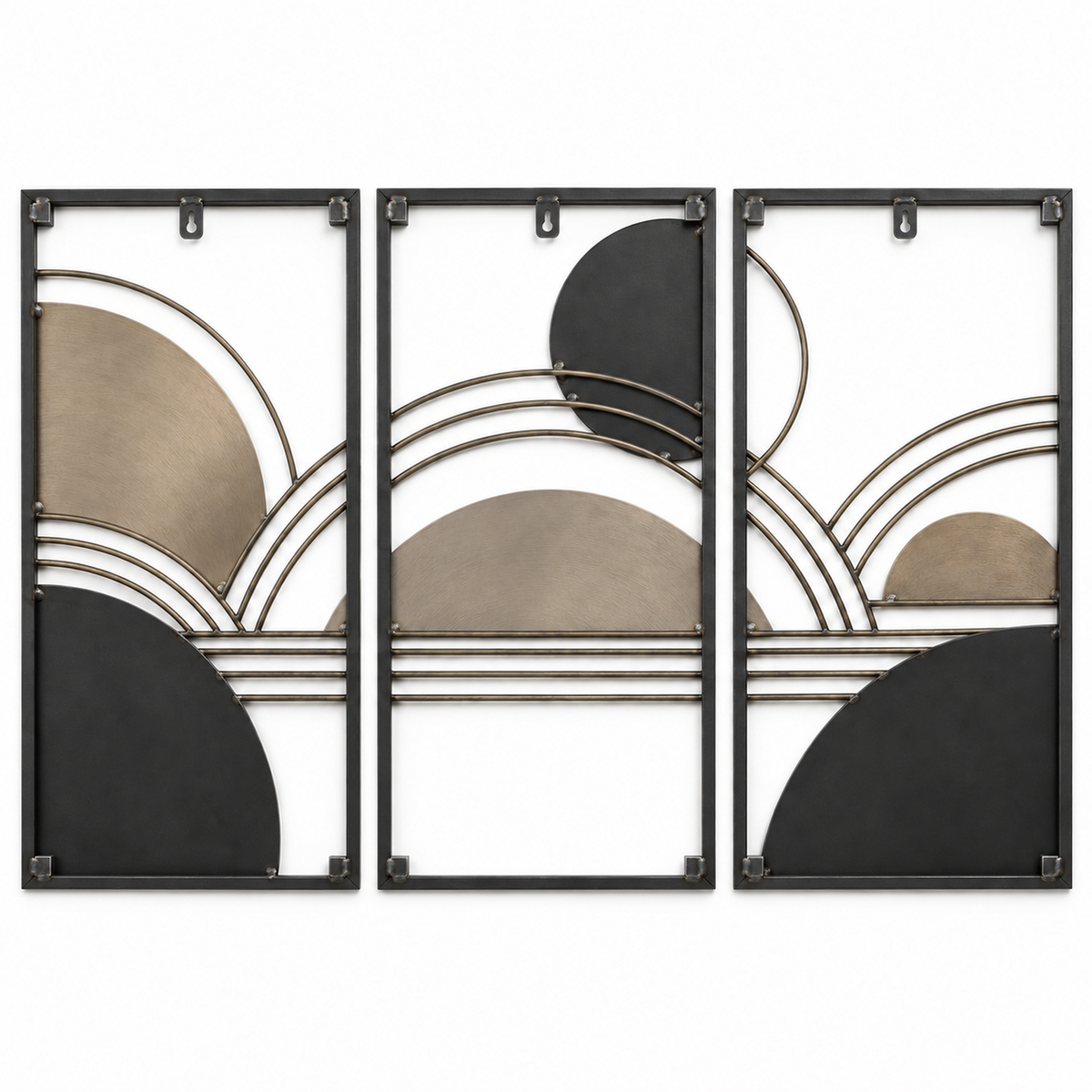 Interlocking Horizon Layered Metal Wall Art, 3-Piece Set