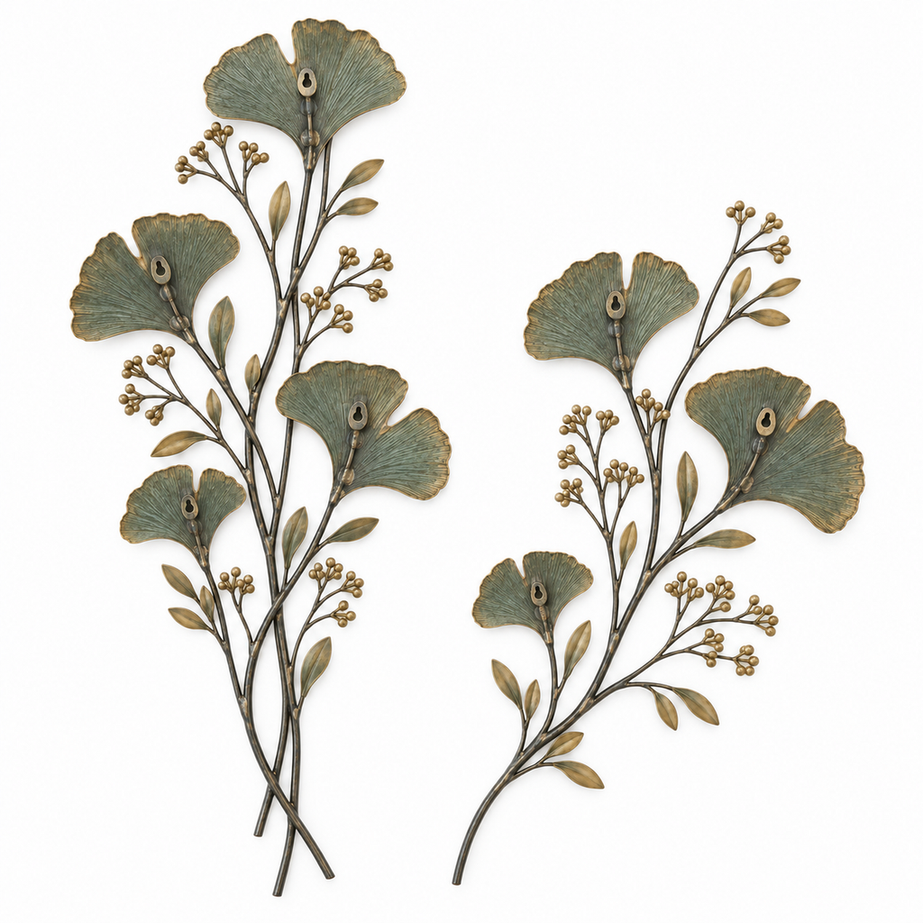 Meadowline Ginkgo Branch Metal Wall Art, 2-Piece Set