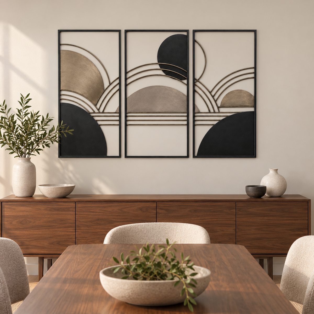 Interlocking Horizon Layered Metal Wall Art, 3-Piece Set