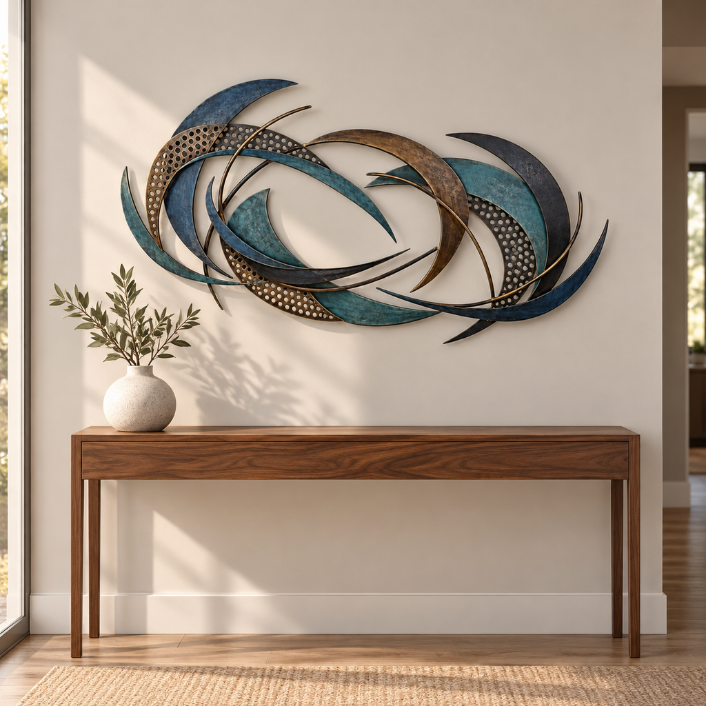 Tidal Arc Layered Metal Wall Sculpture